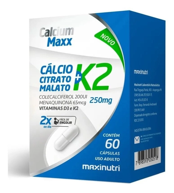 Calcium Maxx K2 60 Capsulas - MAXINUTRI