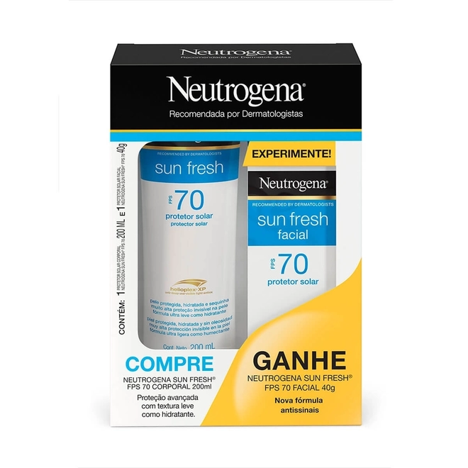 Kit Protetor Solar Neutrogena Sun Fresh Fps70 Corpor+Facial
