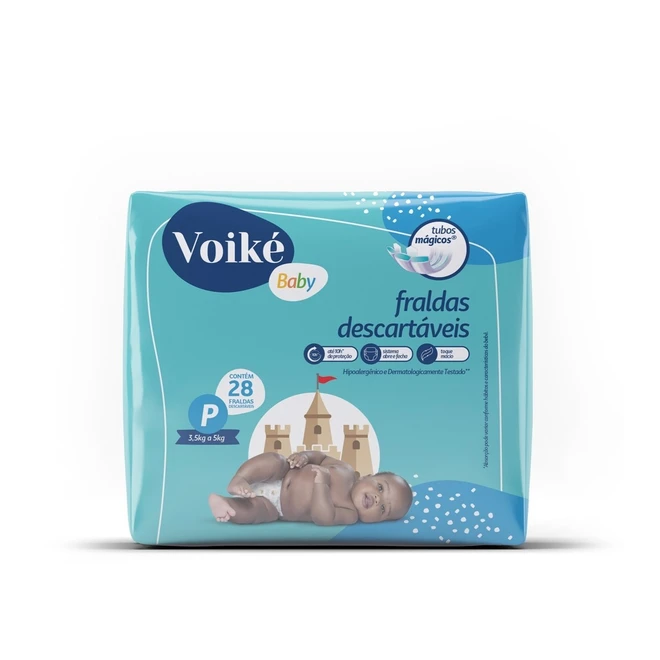 Fralda Infantil Voiké Baby P Pacote 28Un