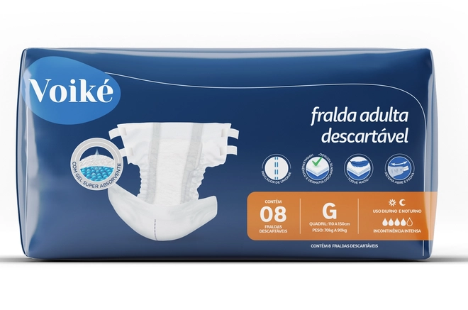 Fralda Adulta Tamanho G Voiké 8Un