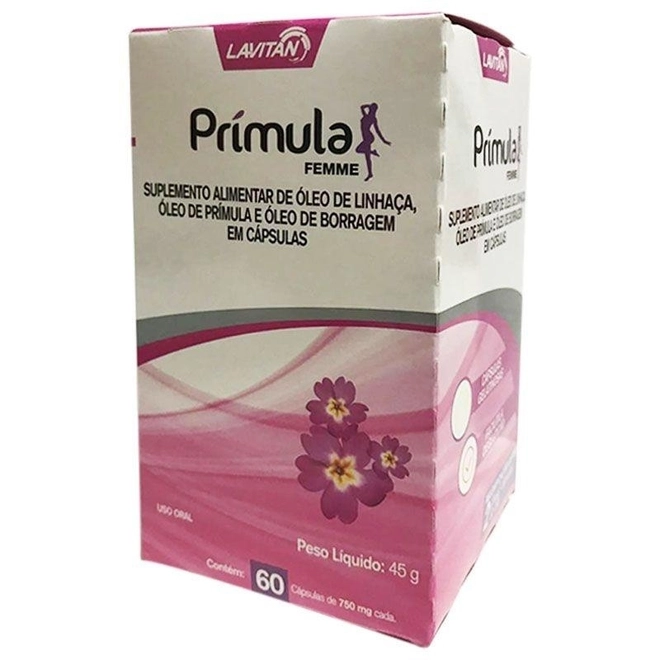 Prímula Femme 750mg caixa com 60 cápsulas - LAVITAN