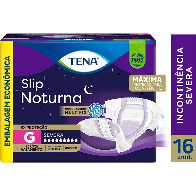 Fralda Geriátrica Tena Slip Noturna 16 Unidades