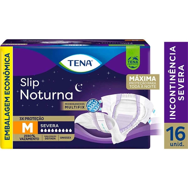 Fralda Geriátrica Slip Noturna Tamanho M Tena Com 16Un
