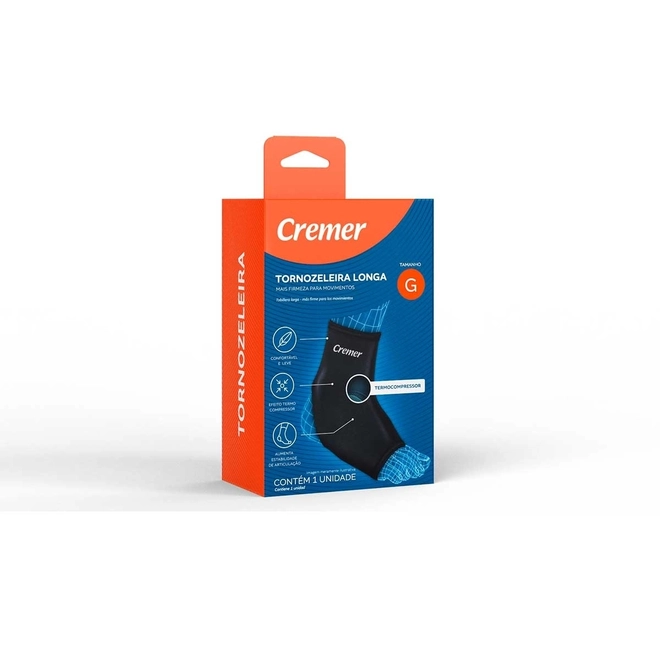Tornozeleira Longa Preta Tamanho G - CREMER