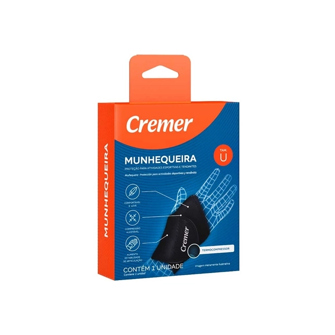 Munhequeira Ajustavel Preta Tamanho Unico - CREMER