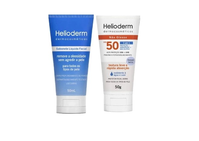 KIT HELIODERM PROTETOR FACIAL FPS50+SABONETE LIQUIDO