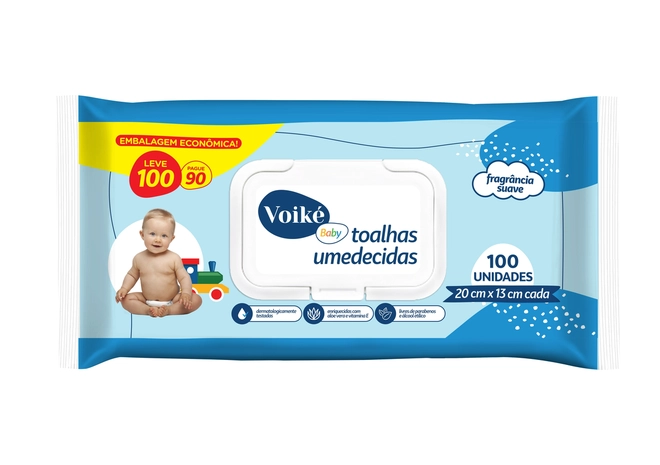 Toalha Umedecida Baby Com Fragrância Voiké 100Un