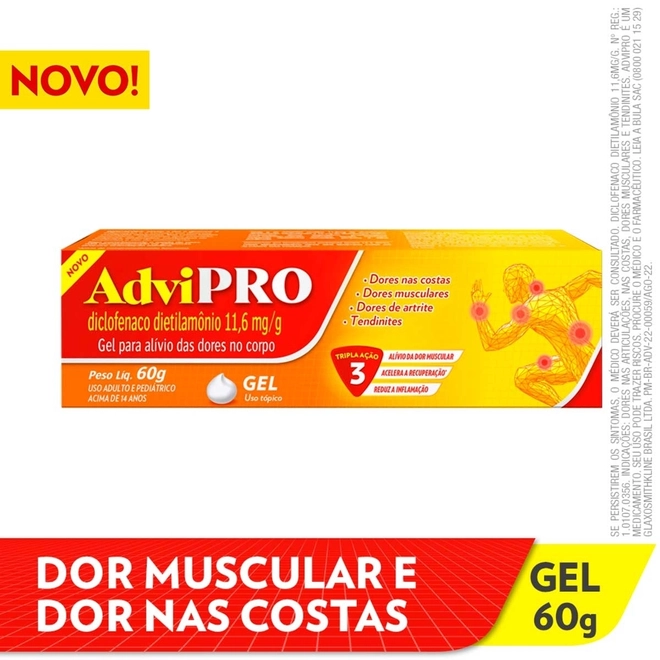 Advipro Diclofenaco Dietilamonio 11,6mg/l Gel 60g - HALEON