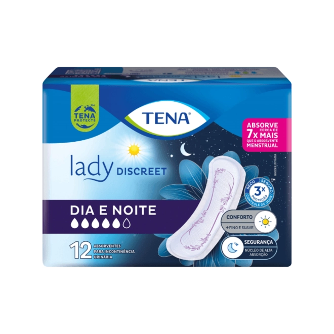 ABS TENA LADY DISCREET DIA E NOITE 12UN