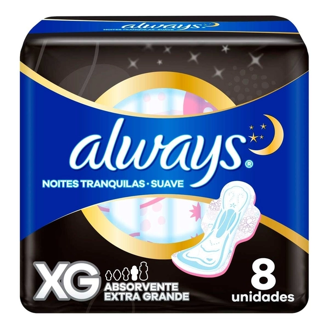 Absorvente Always Noite Tranq Extra G C/A 8Unidades