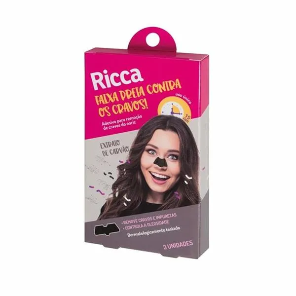 Adesivo Preto para Remoção de Cravos do Nariz 3746 Ricca