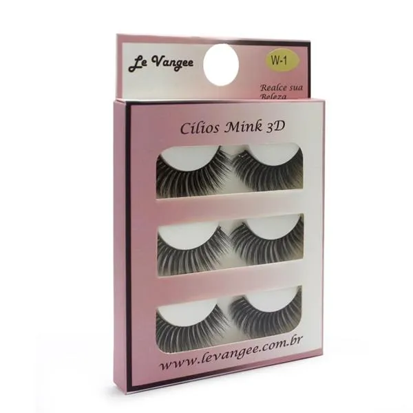 Caixa c/ 03 Pares de Cílios Postiços Mink 3D W-1 Le Vangee
