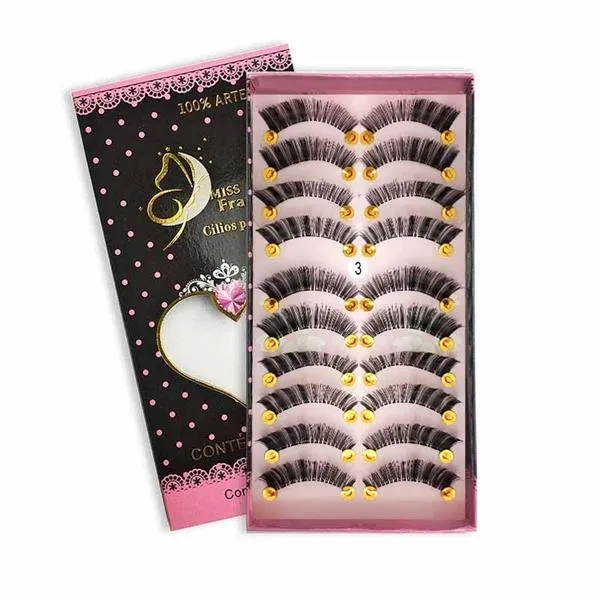 Caixa c/ 10 Pares de Cílios Postiços 3 Miss Frandy