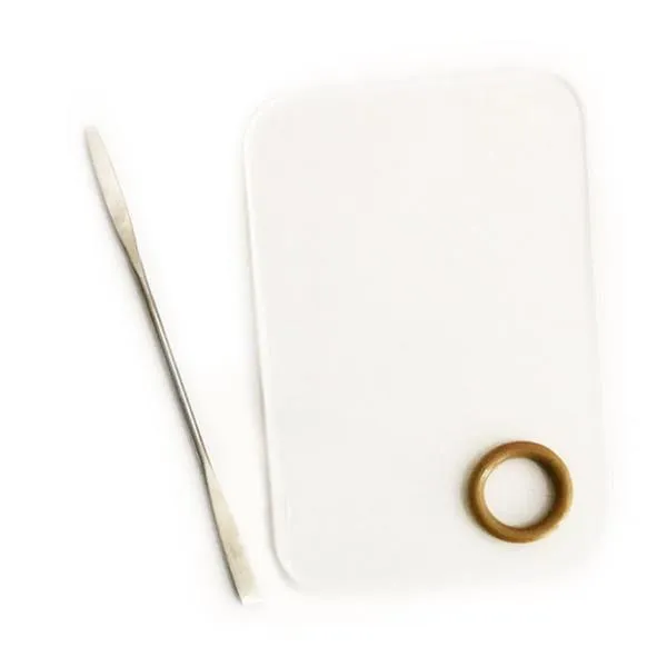 Placa de Acrílico + Espátula Em Aço Para Maquiagem Mod101