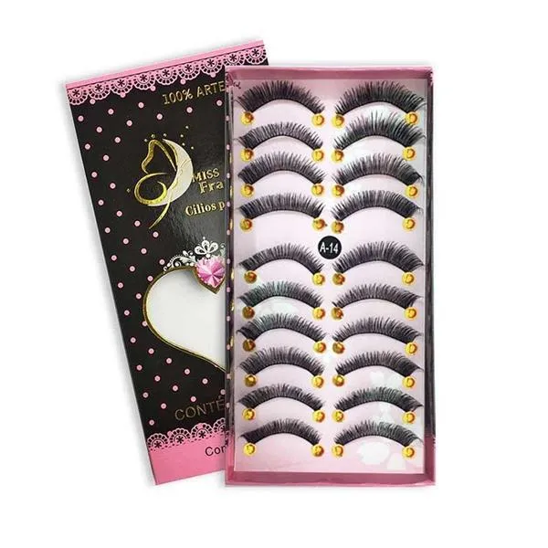 Caixa c/ 10 Pares de Cílios Postiços A-14 Miss Frandy