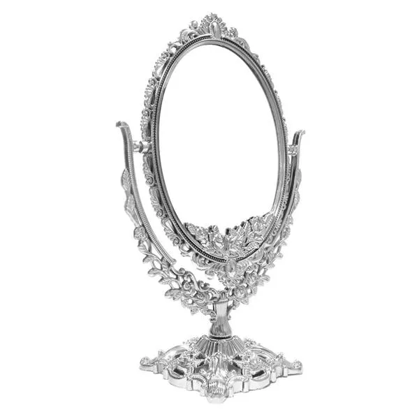 Espelho de Mesa Dupla Face Oval Plástico 209-8-1604 Prata