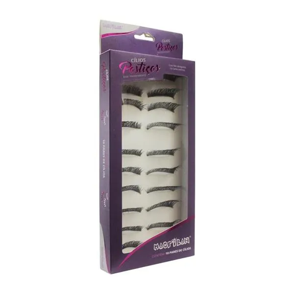 Caixa com 10 Pares de Cílios Postiços CL-305 Macrilan