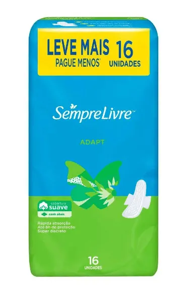Absorvente Sempre Livre Adapt Suave Com Abas 16 Unidades