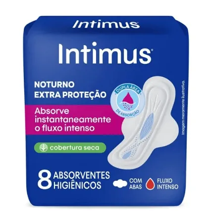 Absorvente Intimus Gel Noturno Seca Com Abas 8 Unidades