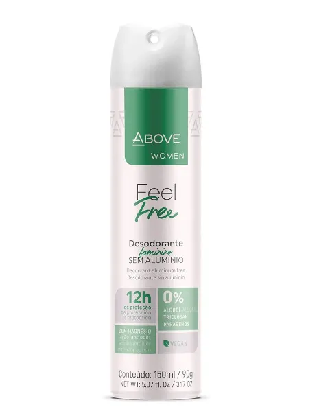 Desodorante Aerosol Masculino Above Feel Free Zero Sem Aluminio 150ml