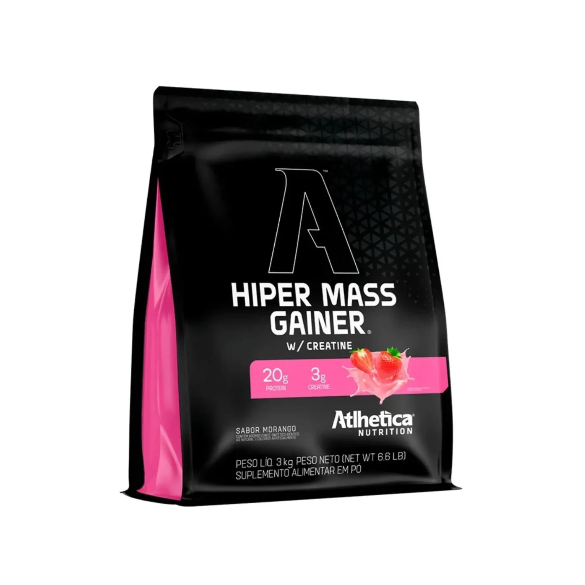 Hipercalórico Hiper Mass Gainer Com Creatine Morango 3kg Atlhetica Nutrition