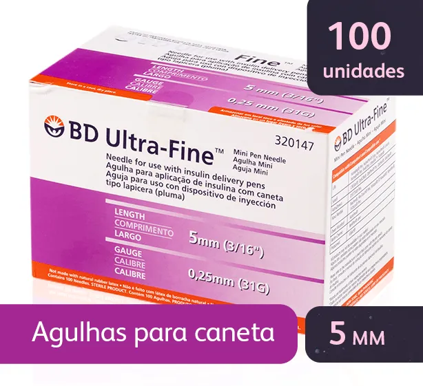 Agulha Para Caneta Bd Ultra-fine Iii Mini 5mm 100 Unidades