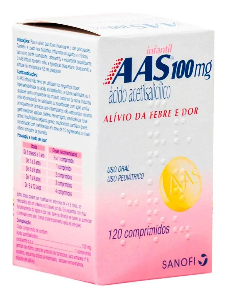 AAS Infantil 100mg, caixa com 120 comprimidos