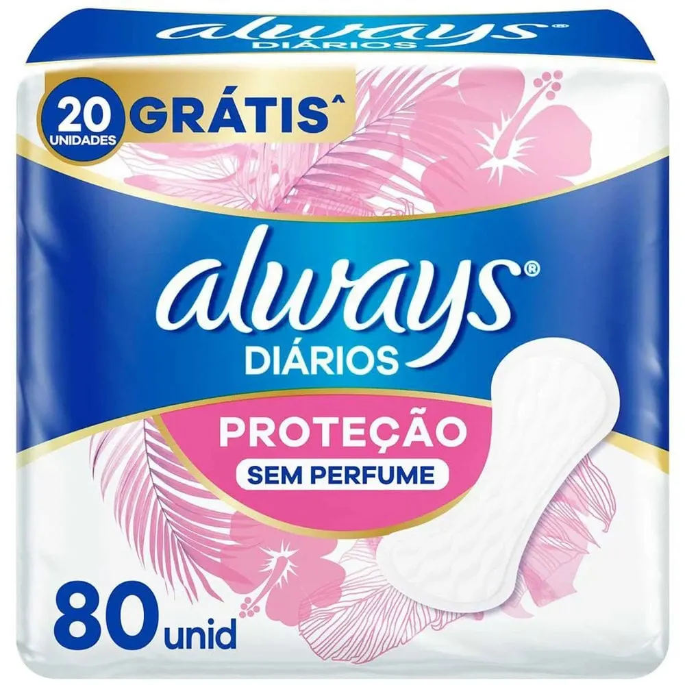 Protetor Diário Always Sem Perfume 80 unidades