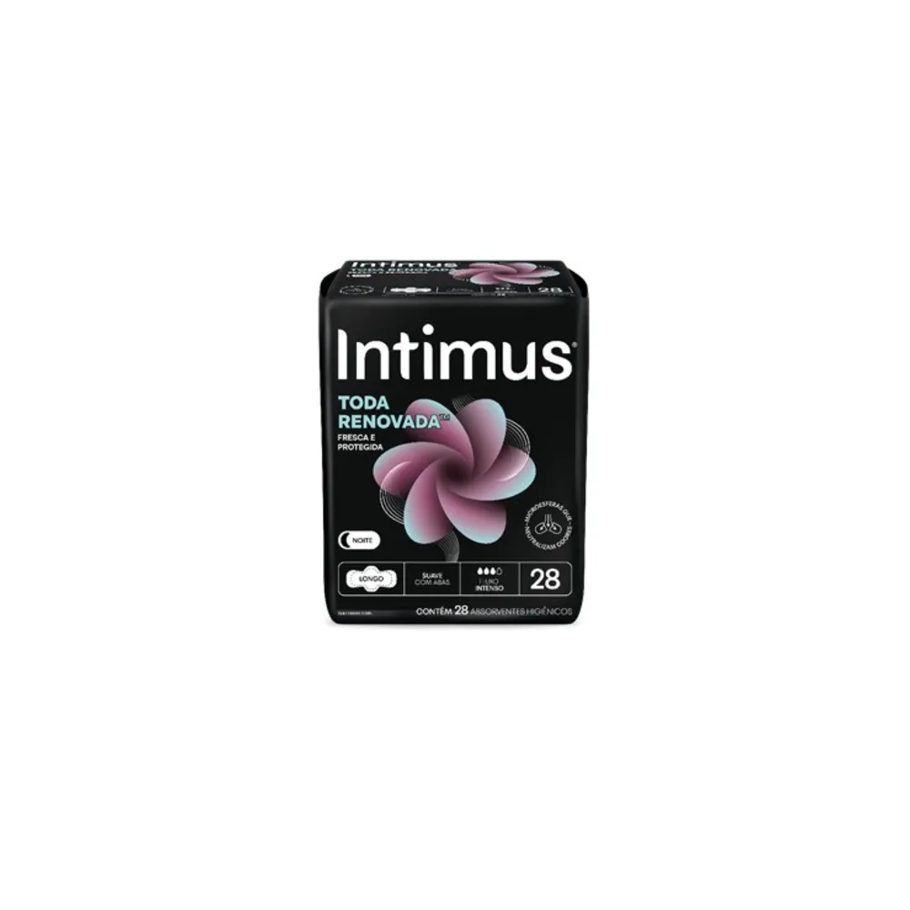 Absorvente Intimus Noturno Discreto Cobertura Suave com Abas com 28 unidades