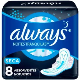 Absorvente Always Noites Tranquilas Seca com Abas 8 Unidades