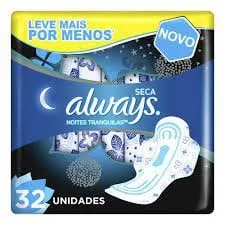 Absorvente Always Noites Tranquilas Cobertura Seca com Abas 32 unidades