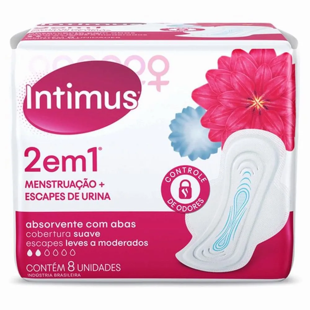 Absorvente Intimus 2 em 1 Suave com Abas com 8 Unidades
