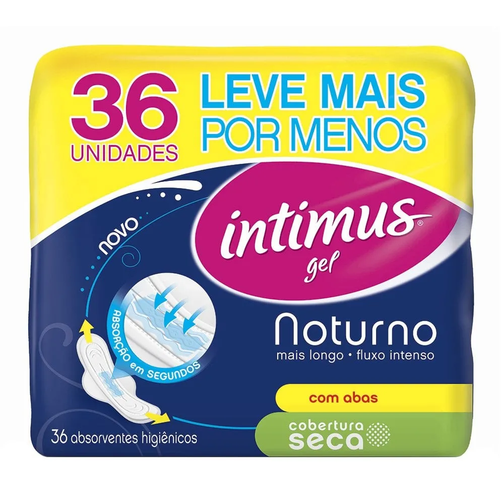 Absorvente Intimus Gel Noturno Cobertura Seca 36Un