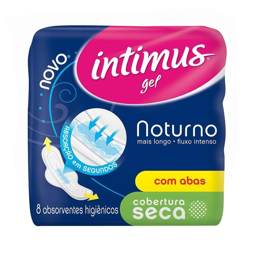 Absorvente Intimus Gel Noturno Cobertura Seca Com 8Un