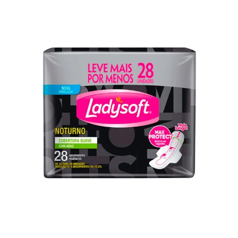 Absorvente Ladysoft Noturno Suave c/ Abas 28 Unidades