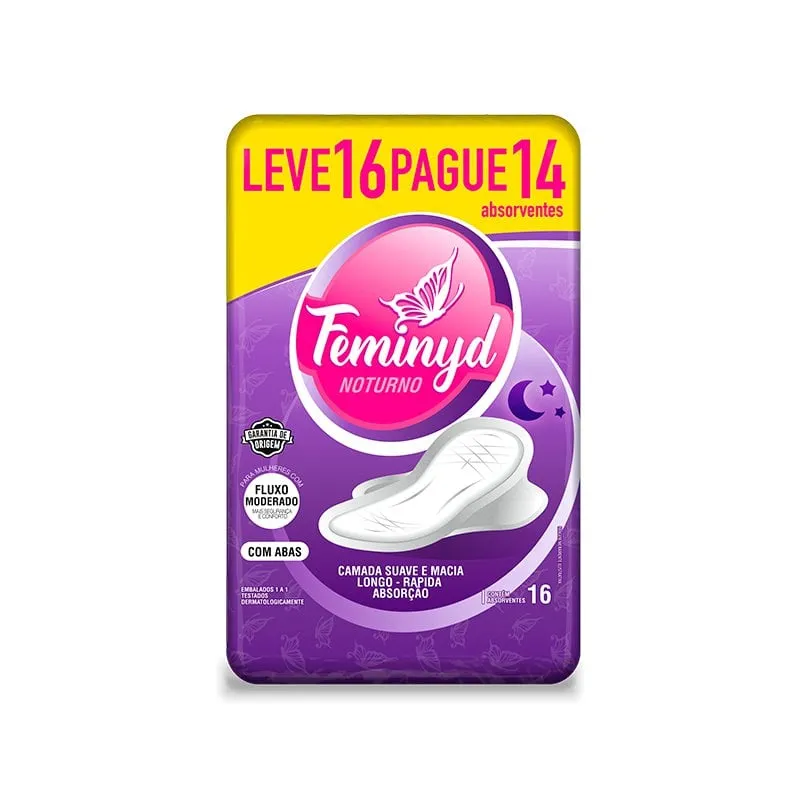 Absorvente Noturno Feminyd Leve 16 Pague 14
