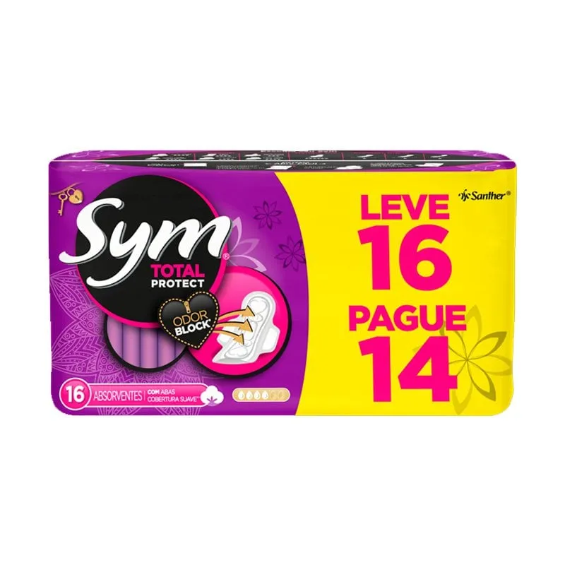 Absorvente Sym 360º Cobertura Suave com Abas Leve 16 Pague 14
