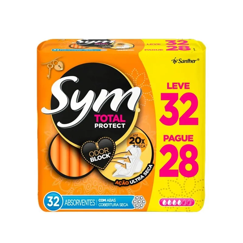 Absorvente Sym Total Protect Seca Com Abas Lv32Pg28