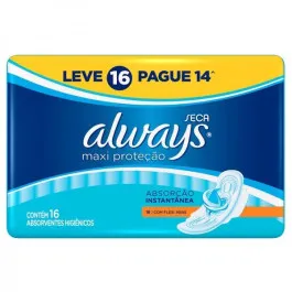 Absorvente Always Maxi Proteção Seca com Abas 16 Unidades