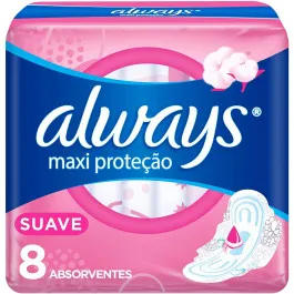 Absorvente Always Maxi Proteção Suave com Abas 8 Unidades