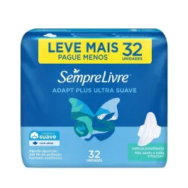 Absorvente Sempre Livre Adapt Plus Ultra Suave com Abas 32 Unidades