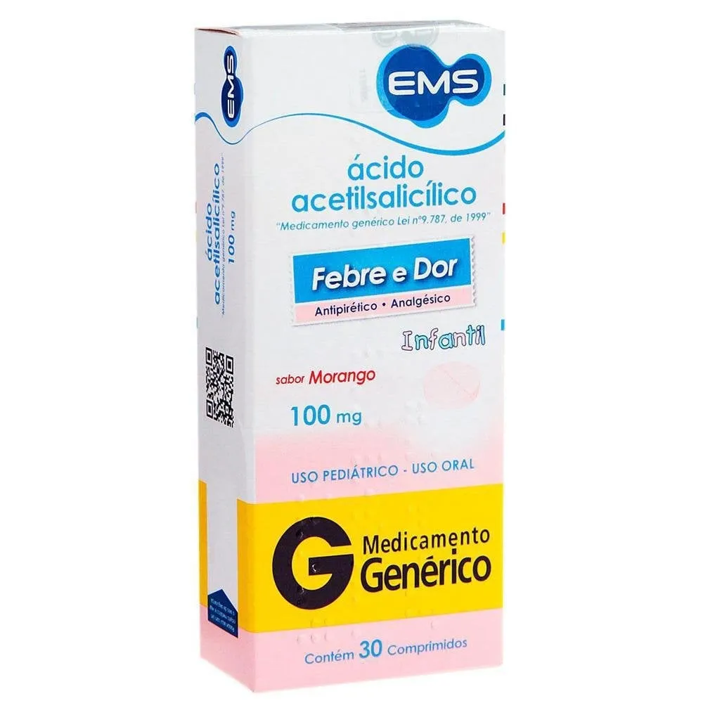 Ácido Acetilsalicílico - EMS 100mg caixa com 30 comprimidos