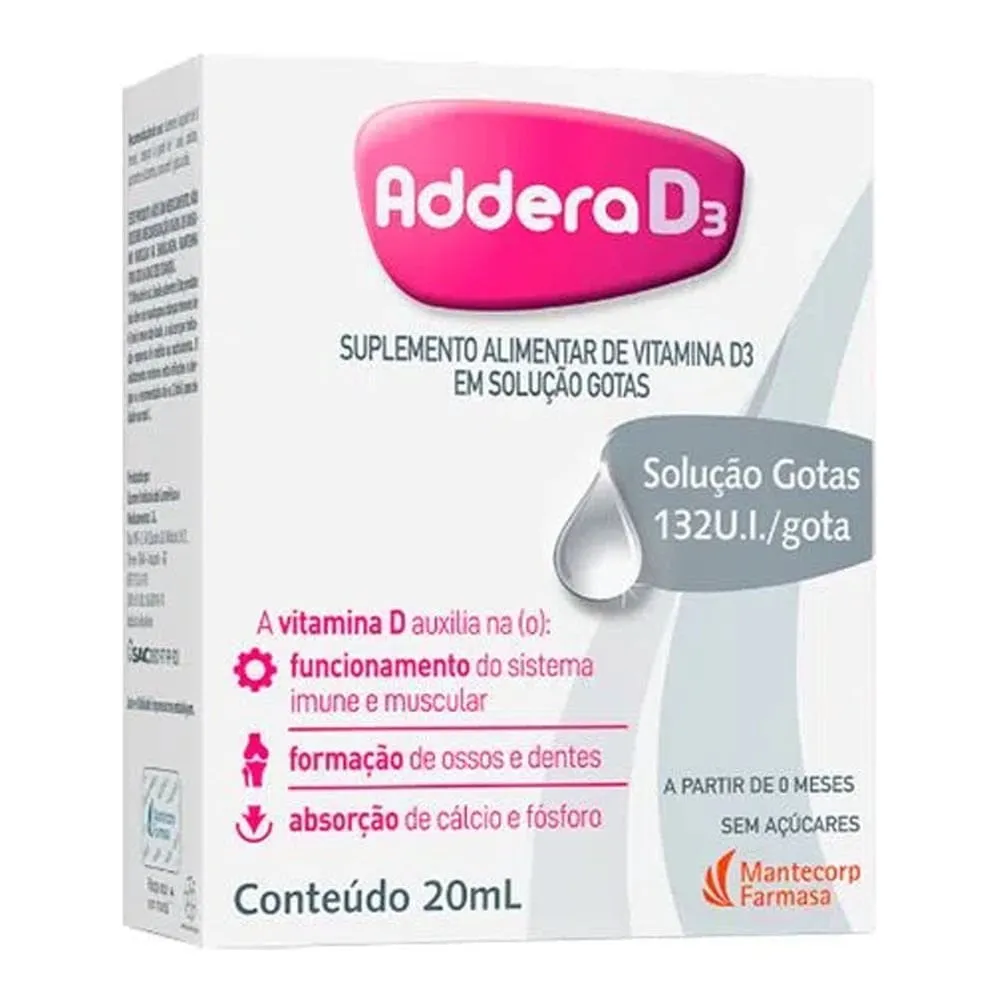 Vitamina D Addera D3 132UI Gotas com 20ml