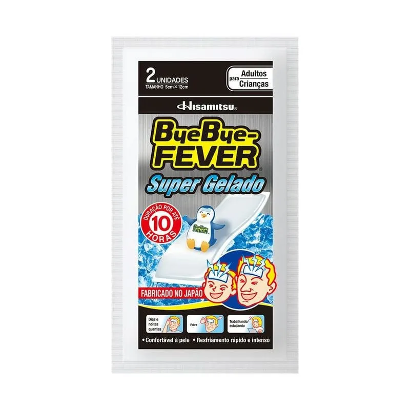 Adesivo Para Alívio Da Febre Hisamitsu Bye Bye Fever Super Gelado 2 Unidades De 5cm x 12cm