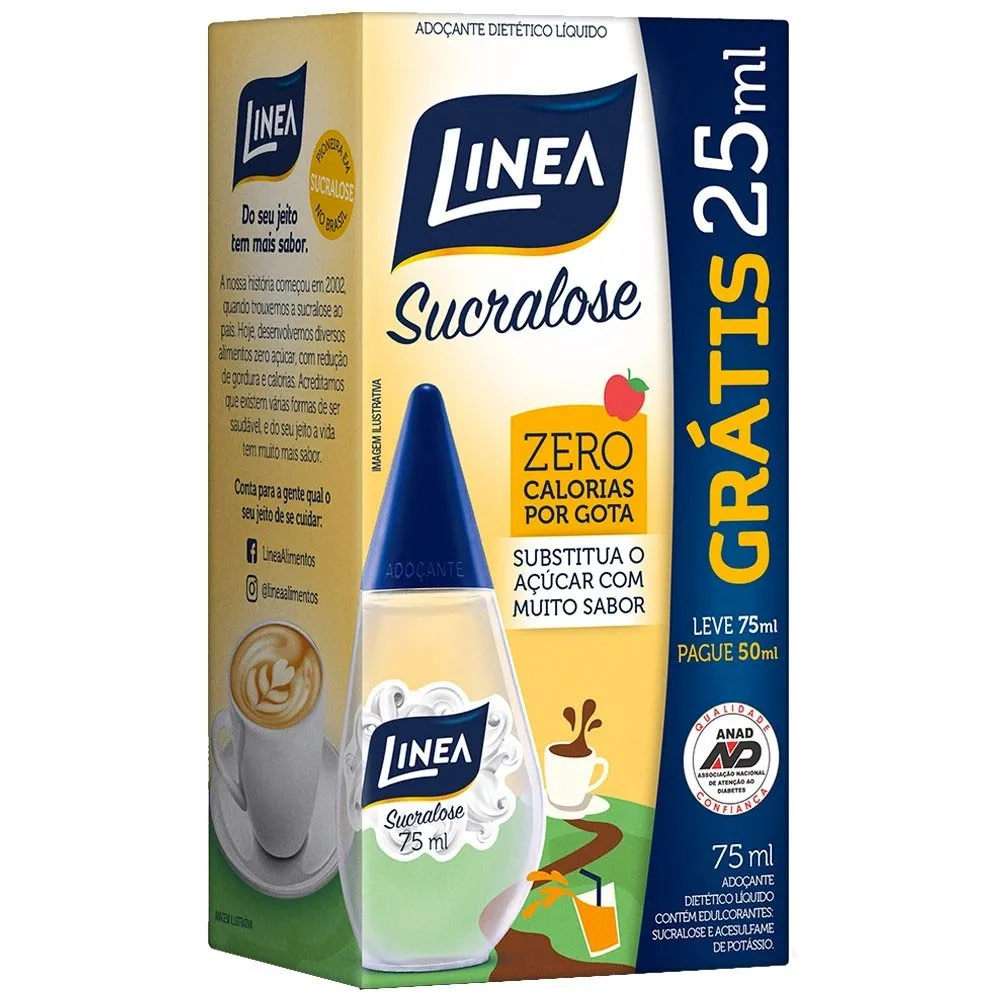 Adoçante Linea Sucralose Gotas 75ml + Grátis 25ml