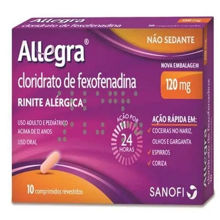Allegra 120mg, caixa com 10 comprimidos revestidos