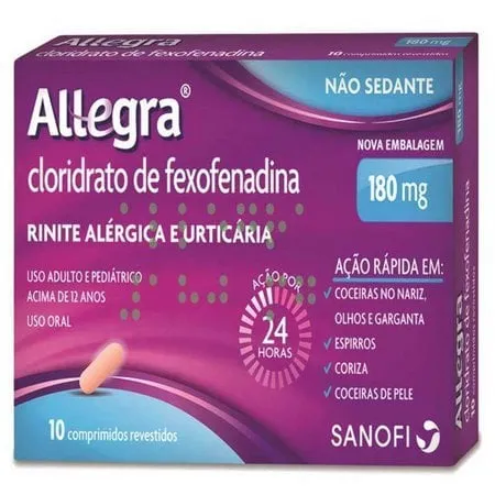 Allegra 180mg, caixa com 10 comprimidos