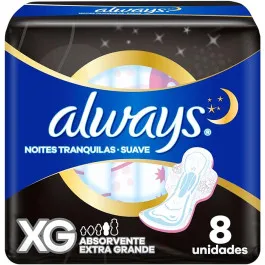 Absorvente Always - Noturno - Cobertura Suave com Abas XG - 8 Unidades