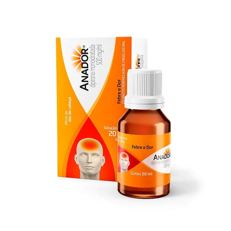 Anador 500mg/mL, caixa com 1 frasco gotejador com 20mL de solução de uso oral