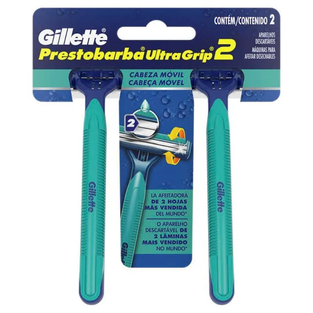 Aparelho de Barbear Prestobarba UltraGrip Gillette Cabo Móvel 2Un